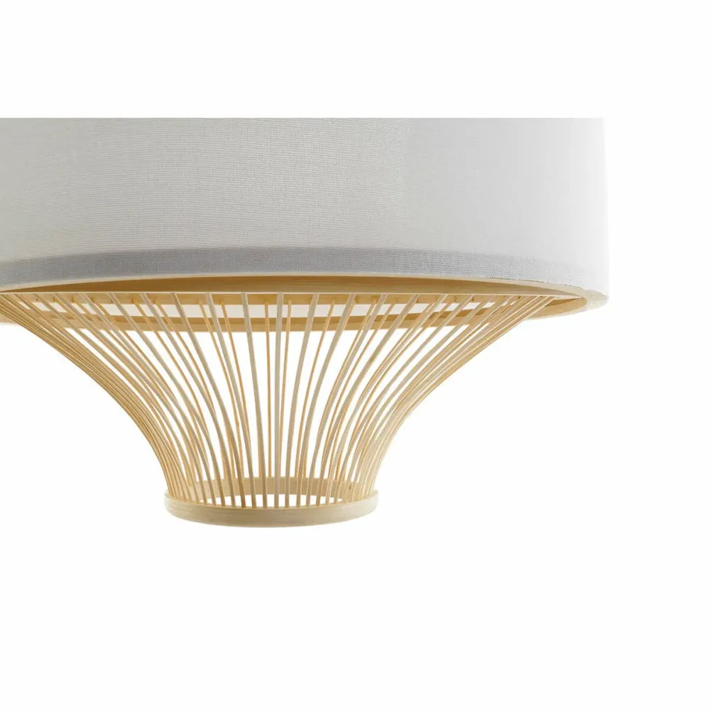 Candeeiro de teto DKD Home Decor Branco Poliéster Bambu (40 x 40 x 52 cm)
