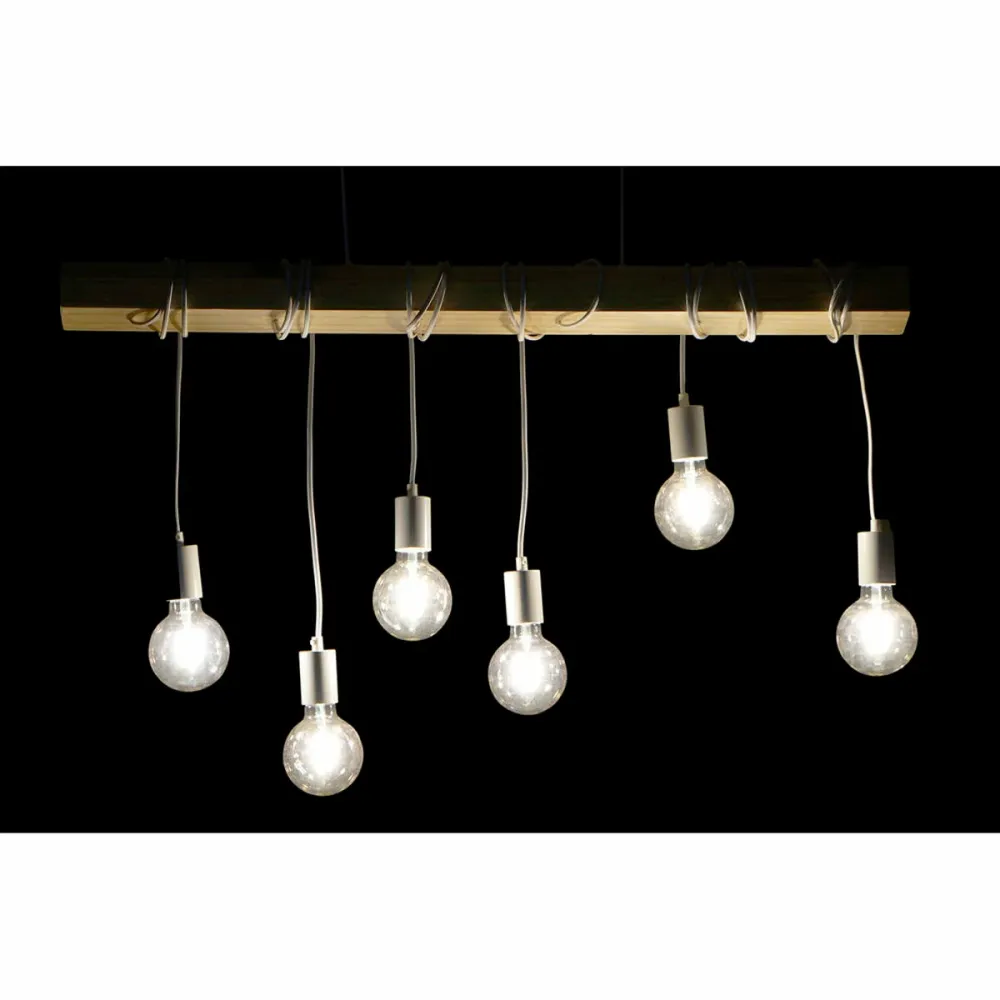 Candeeiro de teto DKD Home Decor Preto Metal Madeira Branco 220 V 50 W (100 x 7 x 160 cm) (2 pcs)