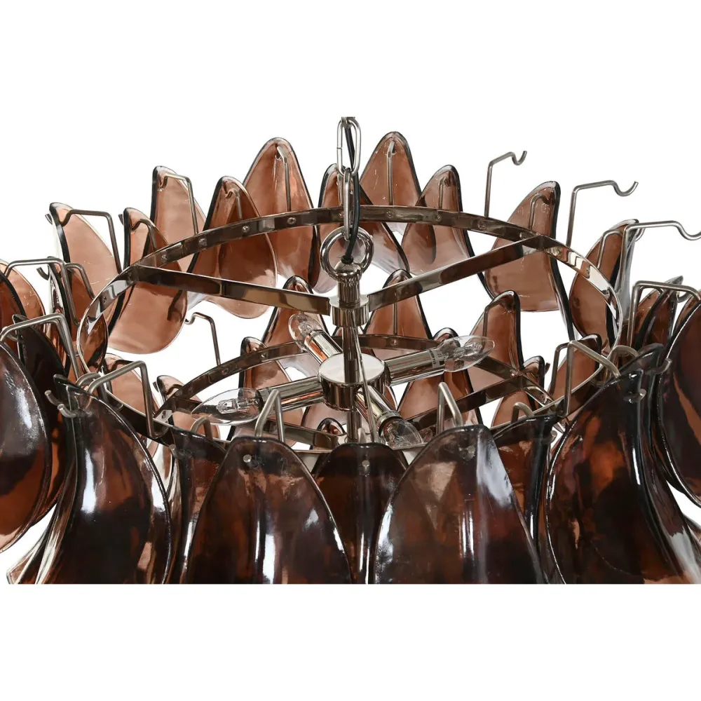 Candeeiro de teto Home ESPRIT Castanho Prateado Cristal ço 25 W 80 x 80 x 80 cm