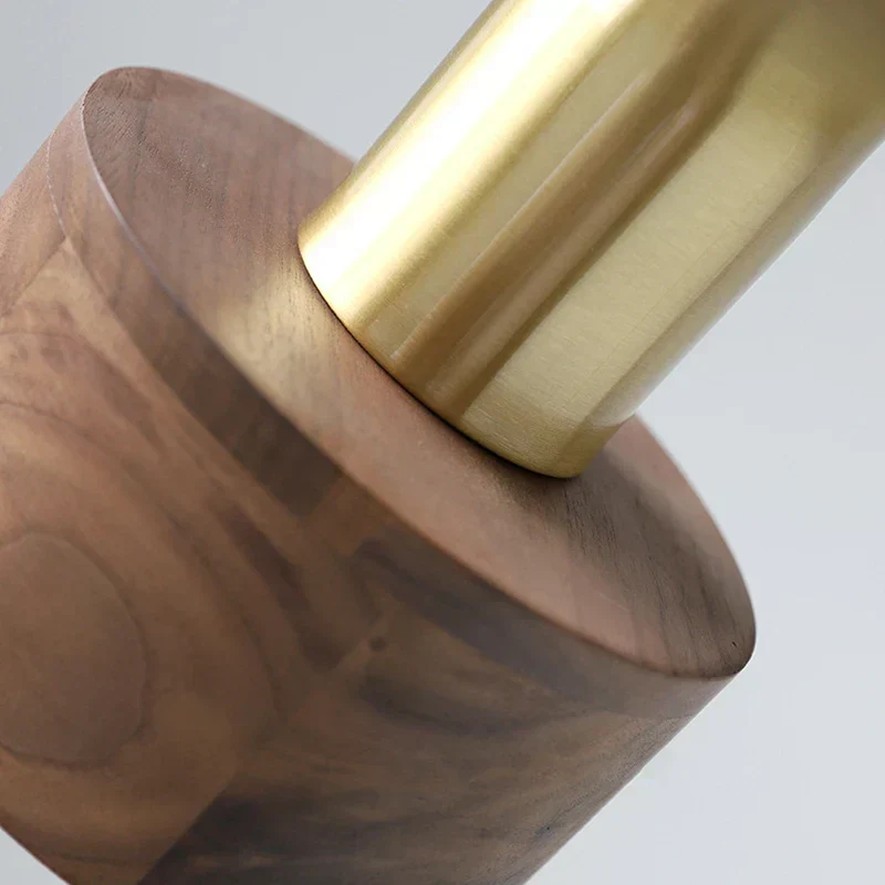 Candeeiro de Teto em Madeira Carvalho Cobre Moderno