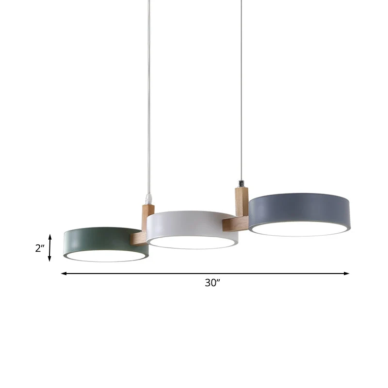 Candeeiro de Teto Moderno em Madeira com Cilindros Multicoloridos, 3 Cabeças LED