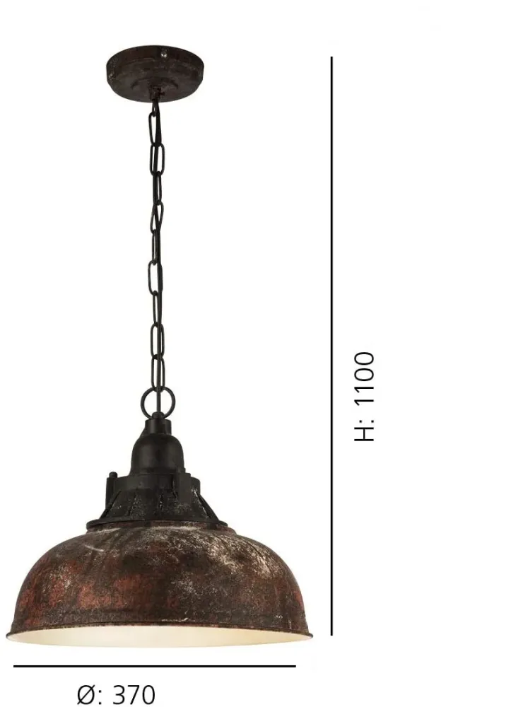 Candeeiro de teto Vintage Eglo Grantham 1 Ø 370mm 49819 castanho