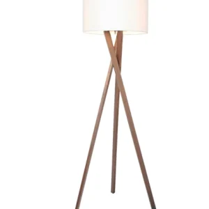 Candeeiro de pé tripé Vega 160cm nogueira, branco