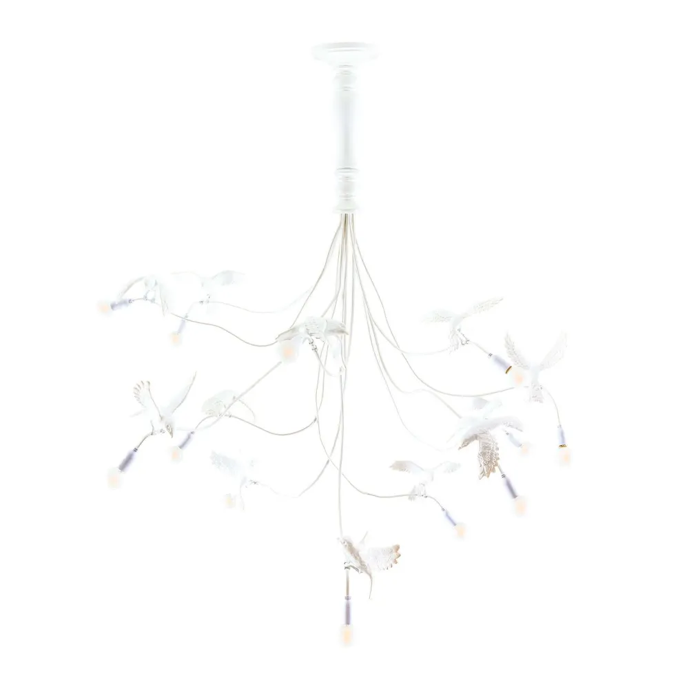 Candelabro LED Pendente Seletti Sparrow Resina Branco