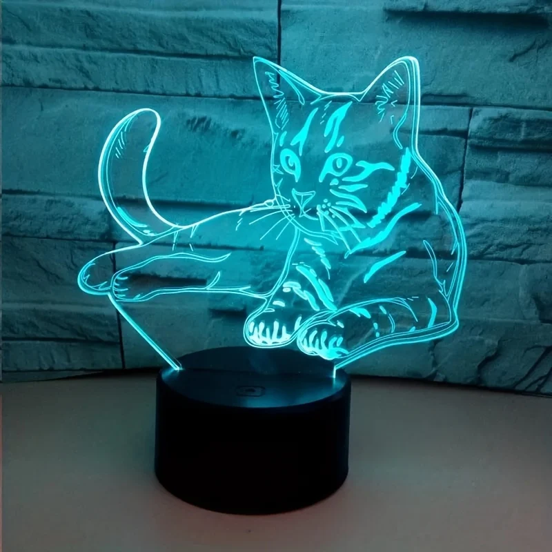 CatGlow - Candeeiro Noturno 3D Gato com 7 Cores e Controlo Tátil