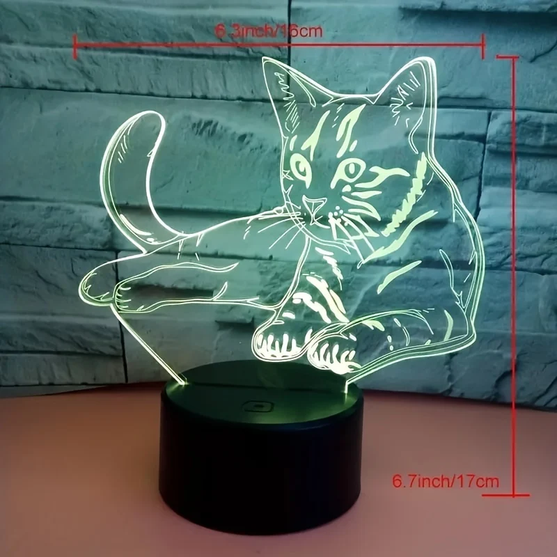 CatGlow - Candeeiro Noturno 3D Gato com 7 Cores e Controlo Tátil