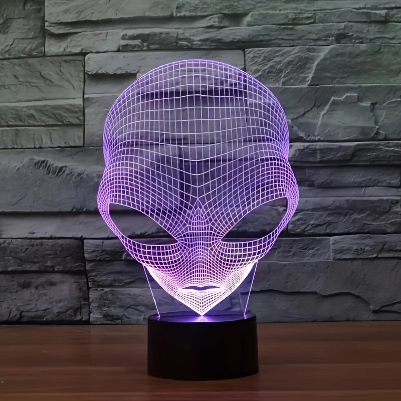 CosmicGlow - Candeeiro de Mesa 3D com Base Preta e Iluminação LED de 7 Cores