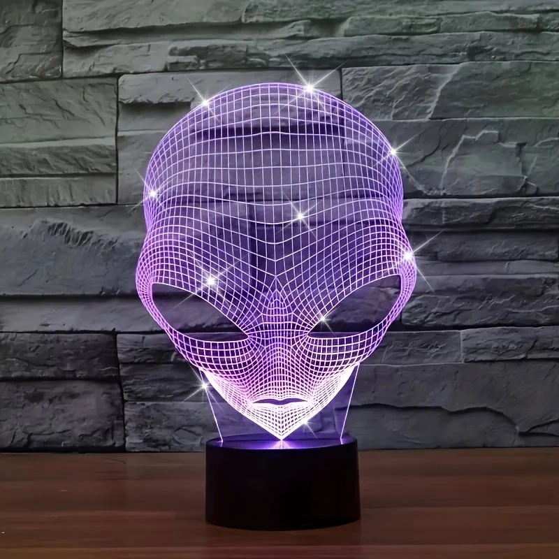 CosmicGlow - Candeeiro de Mesa 3D com Base Preta e Iluminação LED de 7 Cores