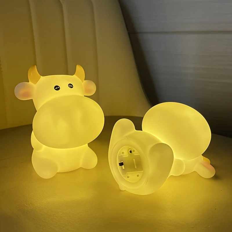 CowGlow - Lâmpada Noturna de Vaca Adorável com Alimentação Pilhas para Decoração de Quarto Infantil
