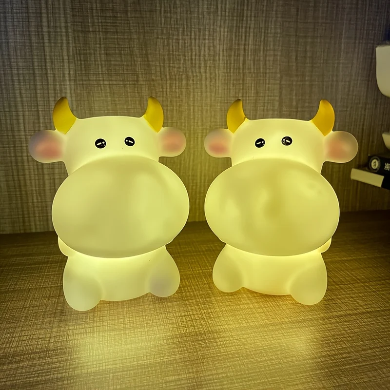 CowGlow - Lâmpada Noturna de Vaca Adorável com Alimentação Pilhas para Decoração de Quarto Infantil