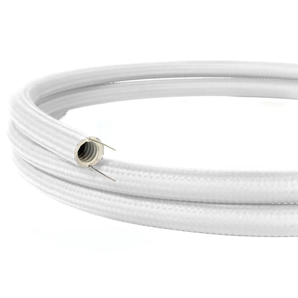 Creative-Tube, diâmetro 20 mm, revestido em tecido efeito Seda RM01 Branco, calha para cabos modelável