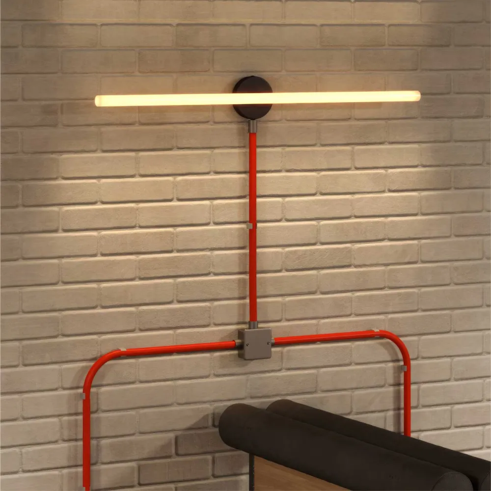 Creative-Tube, diâmetro 20 mm, revestido em tecido RF15 Efeito Seda Laranja Fluo, calha para cabos moldável