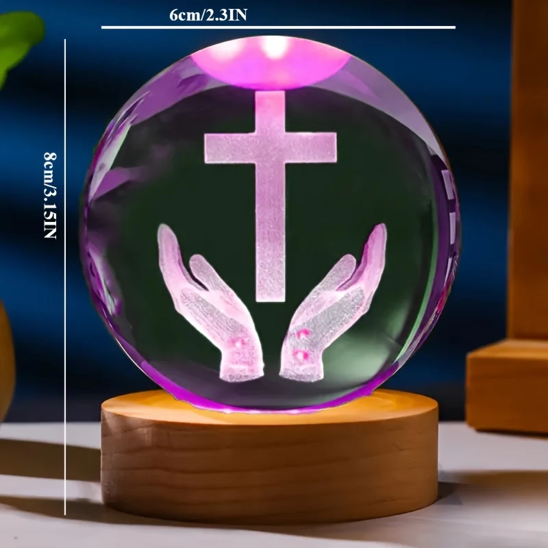 CrystalGlow - Lâmpada Noturna Tradicional em Cristal Gravado 3D