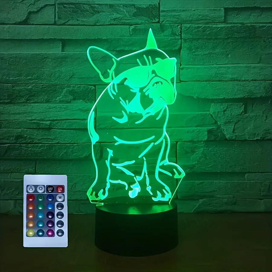 DecoBulldog - Candeeiro Noturno 3D de Buldogue Francês com 16 Cores