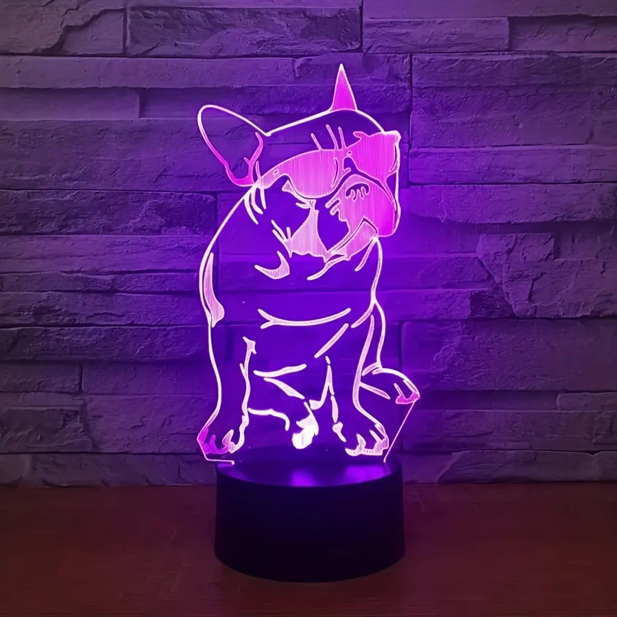 DecoBulldog - Candeeiro Noturno 3D de Buldogue Francês com 16 Cores