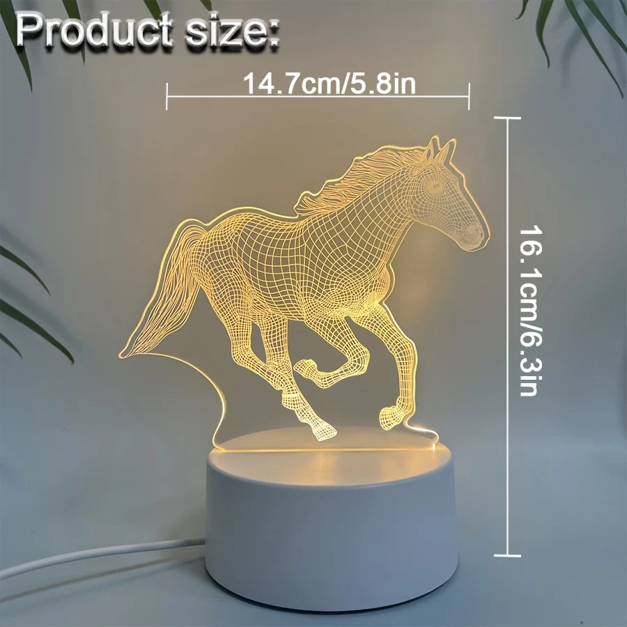 DierenLicht - Candeeiro de Mesa LED Geométrico de Cavalo, Alimentado por USB