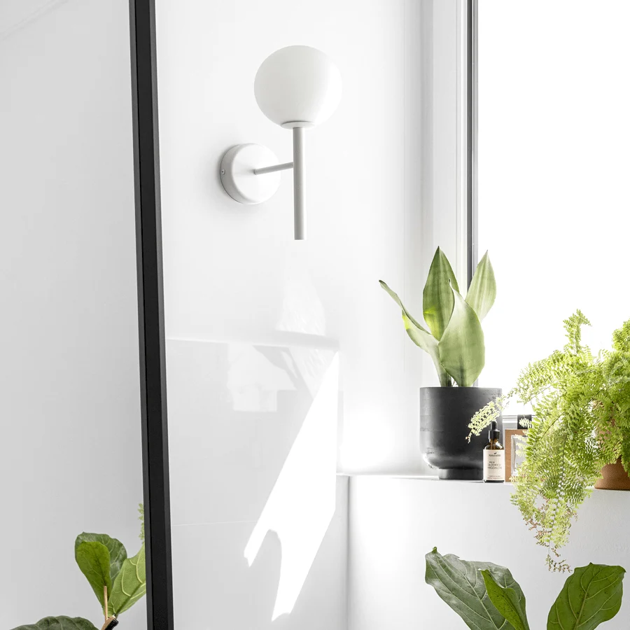 LANTERN GLOBE ROD WALL LIGHT WHITE DYKE & DEAN