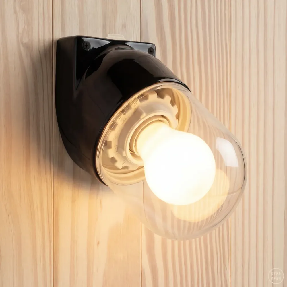 LUZ DE PAREDE E27 DE CERÂMICA PRETA ANGULAR DYKE & DEAN