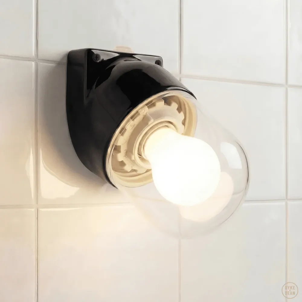 LUZ DE PAREDE E27 DE CERÂMICA PRETA ANGULAR DYKE & DEAN