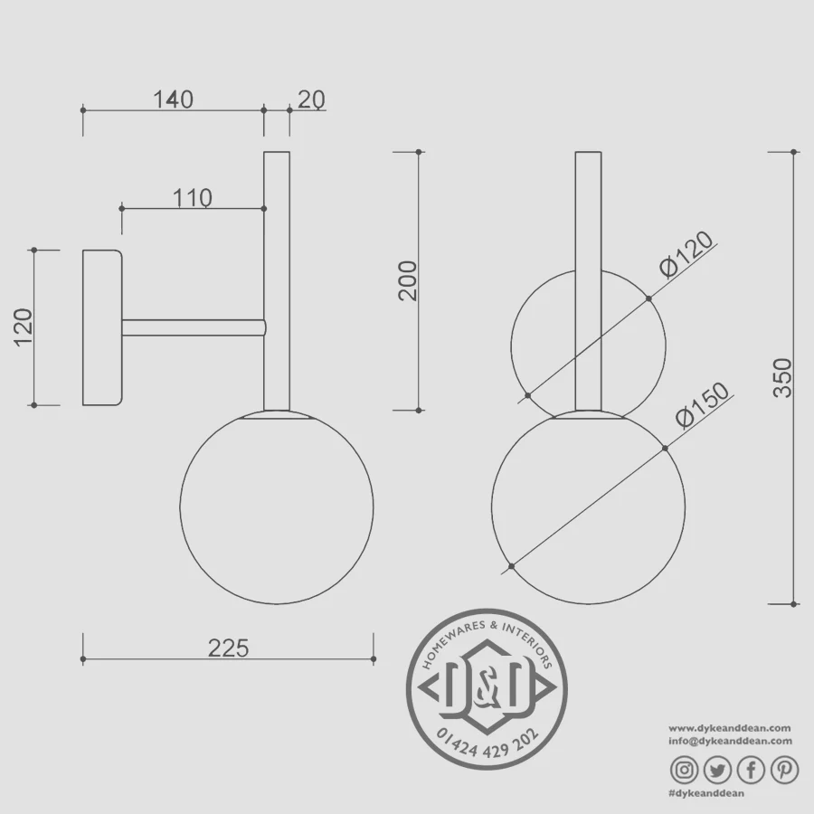 LUZ DE PAREDE LANTERN GLOBE ROD DYKE & DEAN