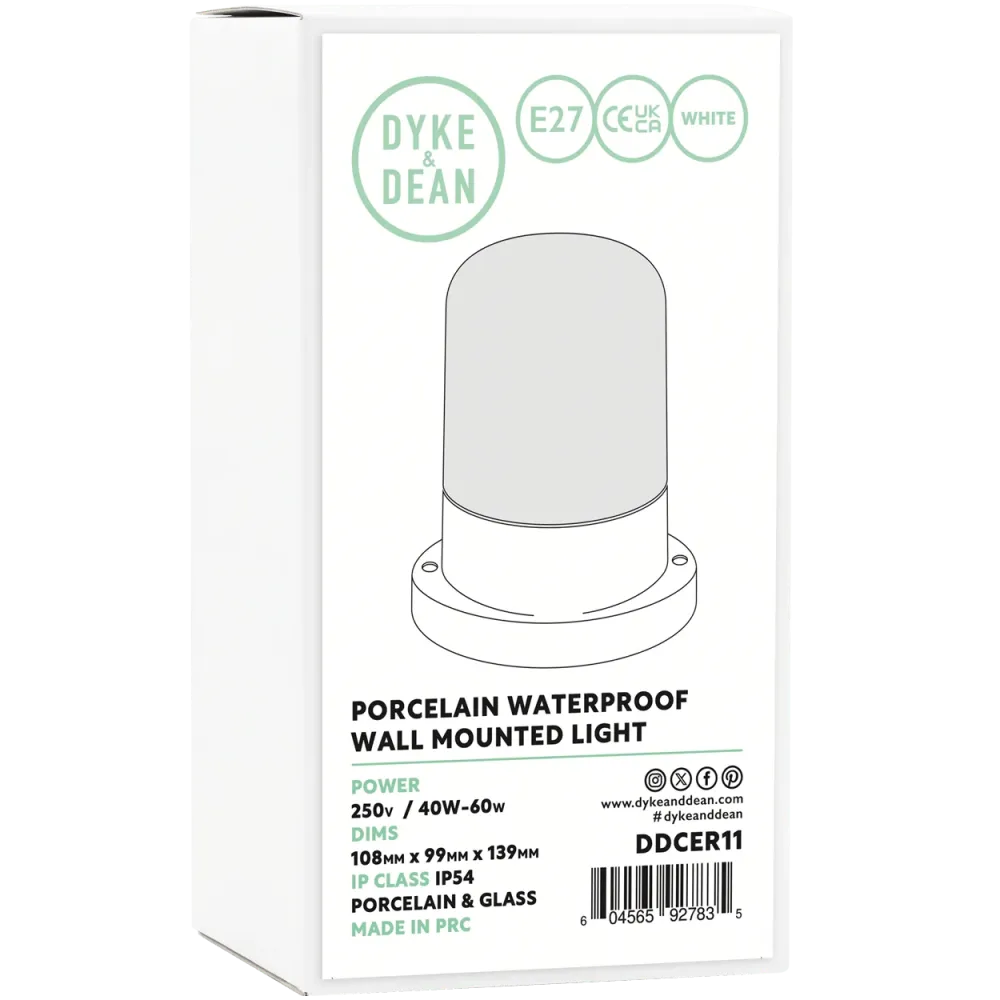 LUZ DE PAREDE MONTADA EM CERÂMICA GEADA E27 DYKE & DEAN
