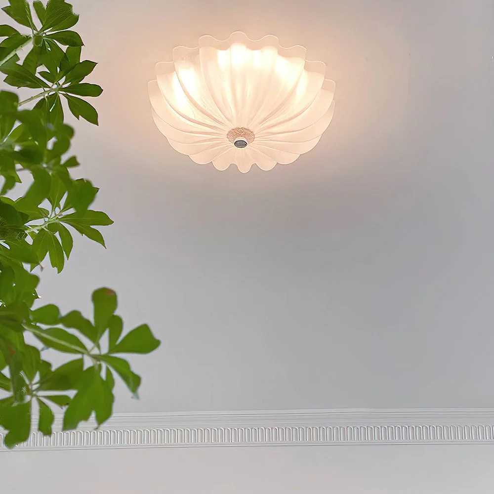 Elegante Candeeiro de Teto em Vidro Branco