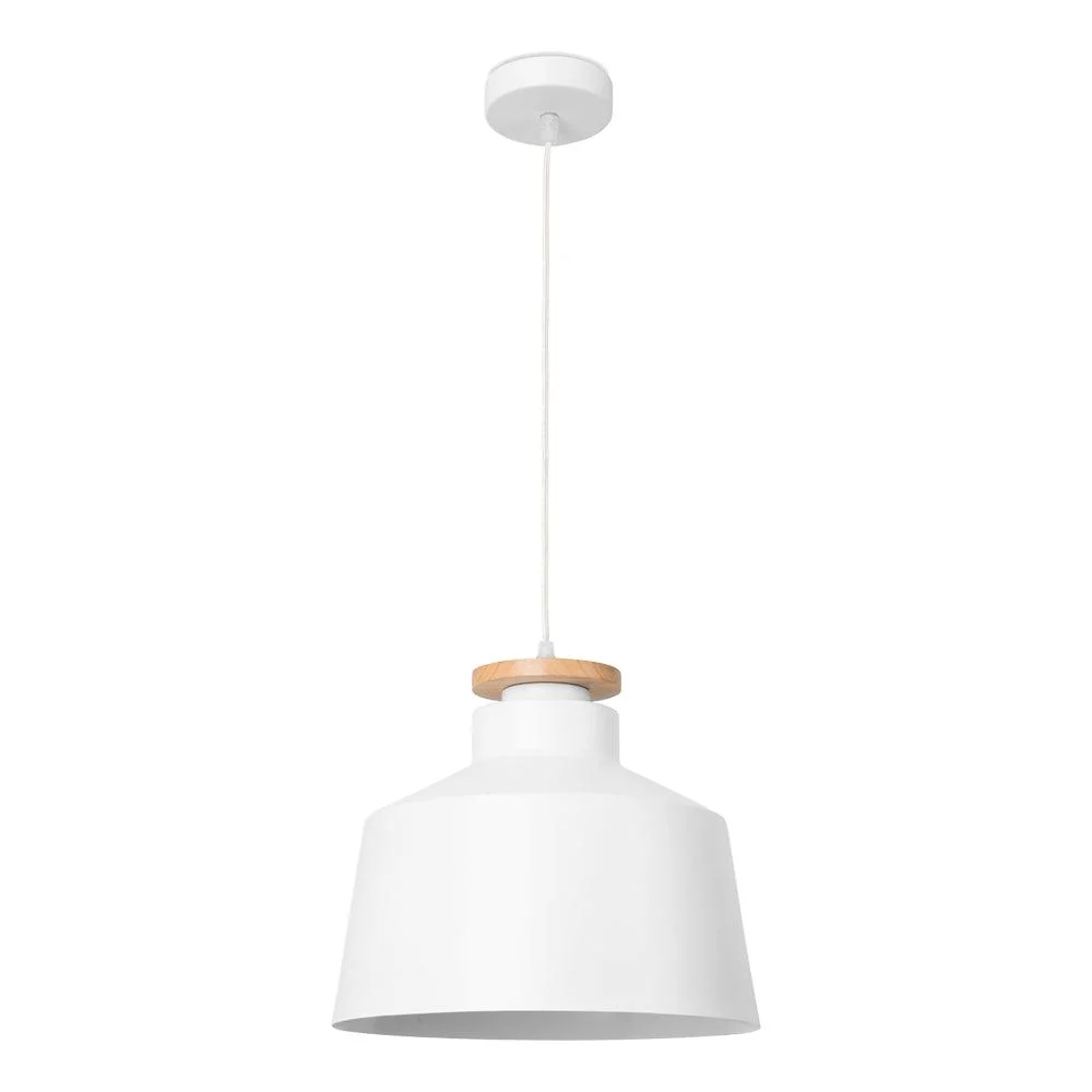 Lampara colgante nube 60w blanco y madera ESTEVEZ