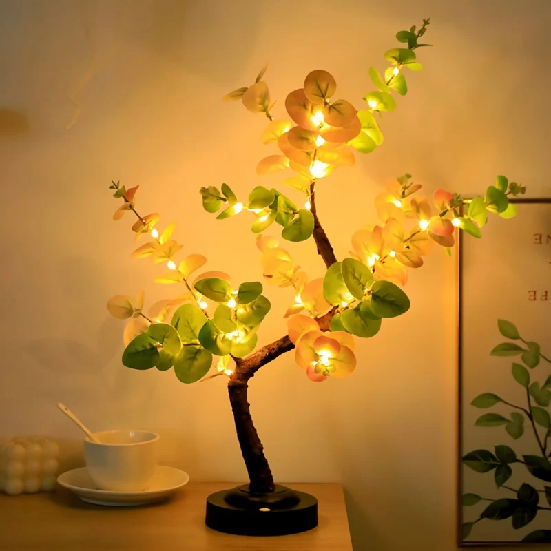EucalyptusGlow - Lâmpada de Árvore Bonsai LED com Alimentação por USB/Pilha