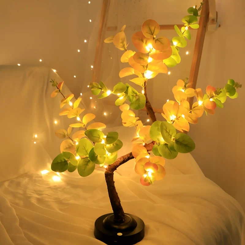 EucalyptusGlow - Lâmpada de Árvore Bonsai LED com Alimentação por USB/Pilha