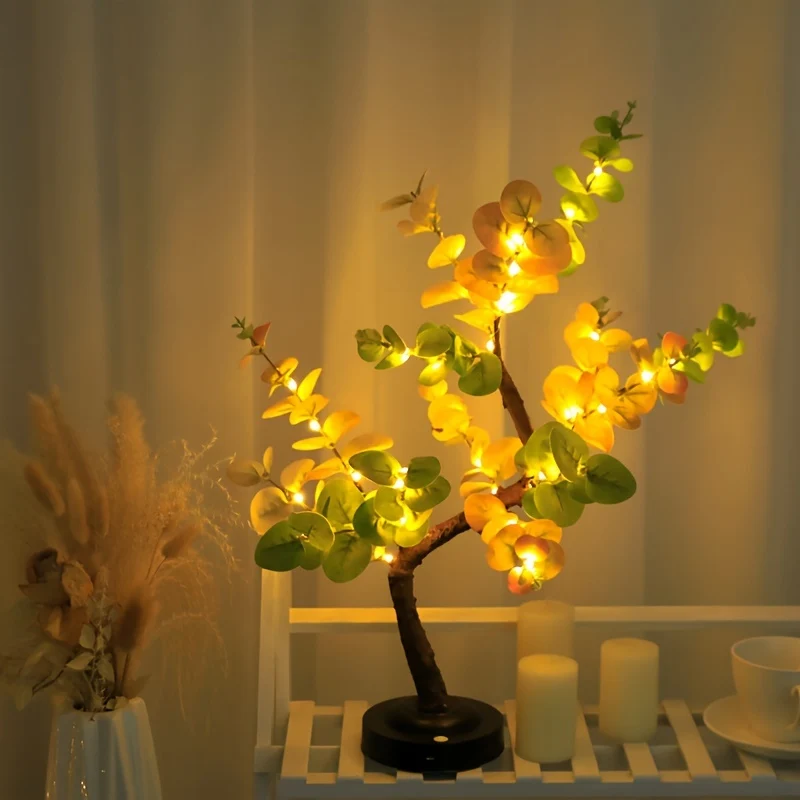 EucalyptusGlow - Lâmpada de Árvore Bonsai LED com Alimentação por USB/Pilha