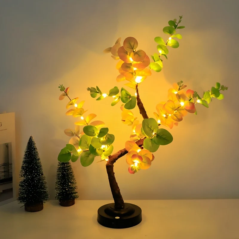 EucalyptusGlow - Lâmpada de Árvore Bonsai LED com Alimentação por USB/Pilha