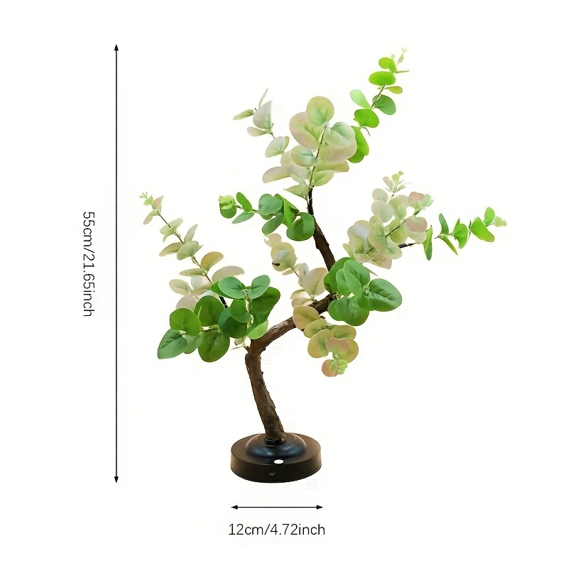 EucalyptusGlow - Lâmpada de Árvore Bonsai LED com Alimentação por USB/Pilha