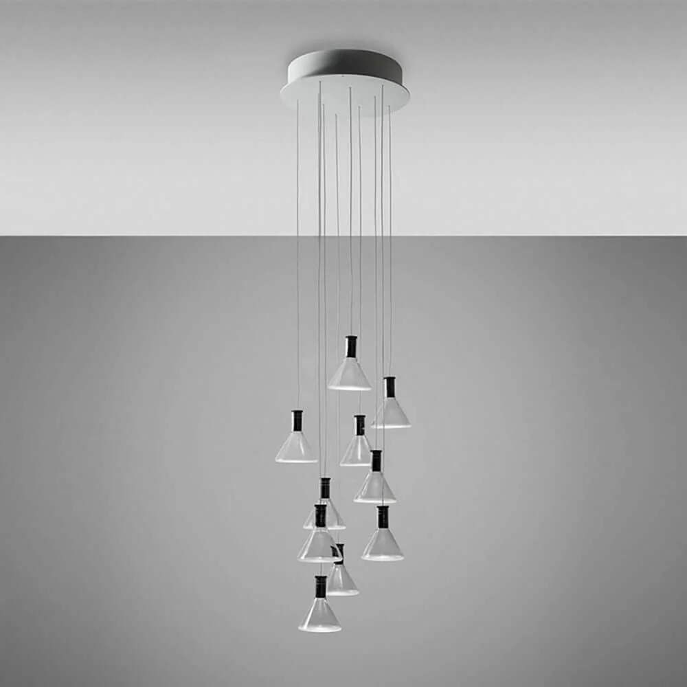 Fabbian Multispot LED Hanging Lamp Polair 10-Flame Round