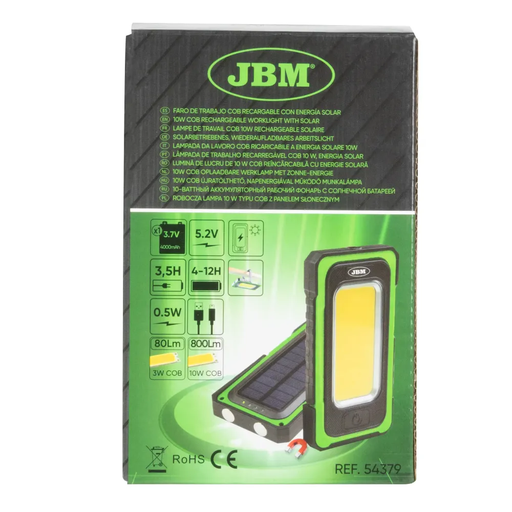 FARO LED PORTATILE CON BASE MAGNETICA SOLARE RICARICABILE - 800LM 54379 JBM