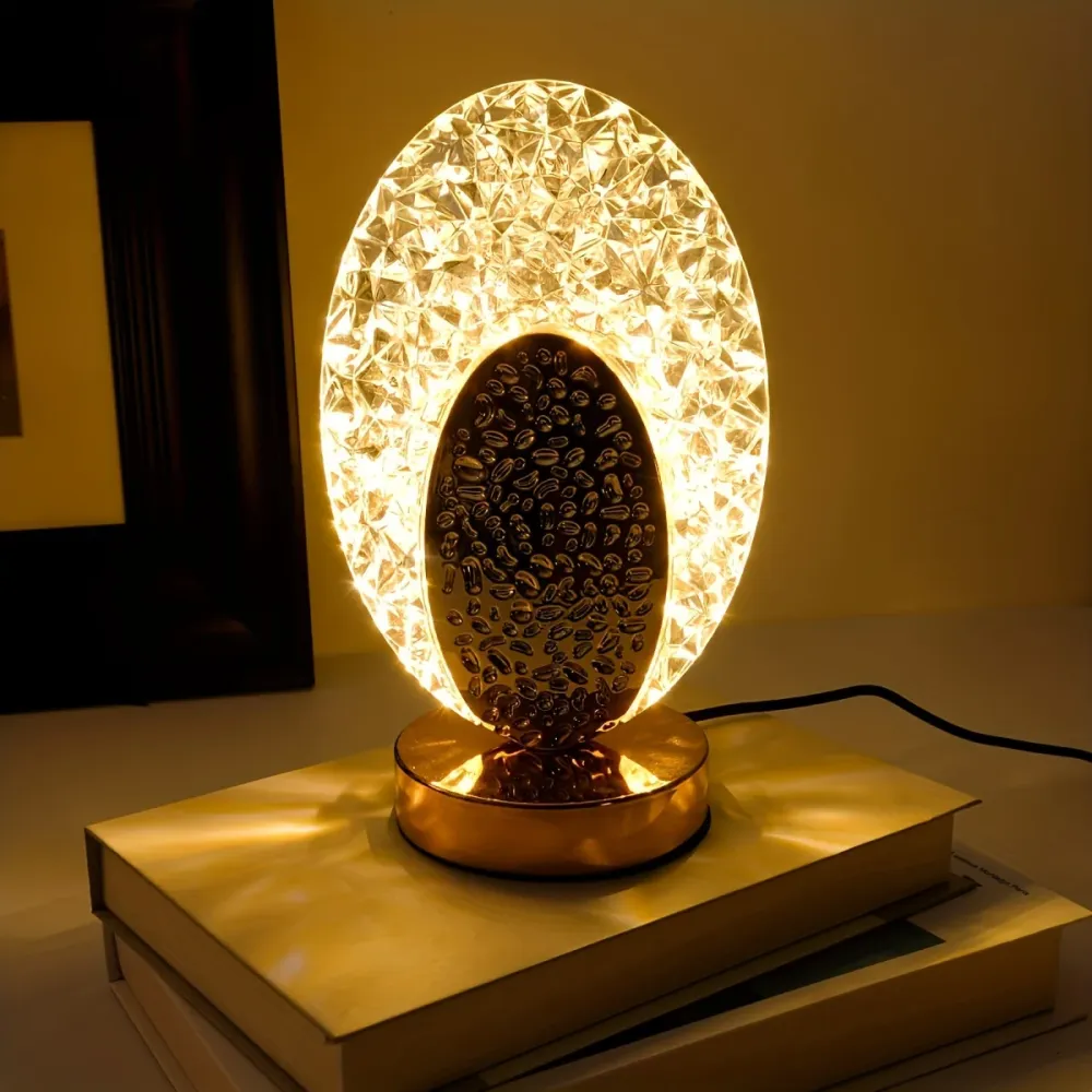 FeatherLamp - Candeeiro de Mesa Tátil USB com Design de Pena de Pavão, Luz LED Infinitamente Regulável