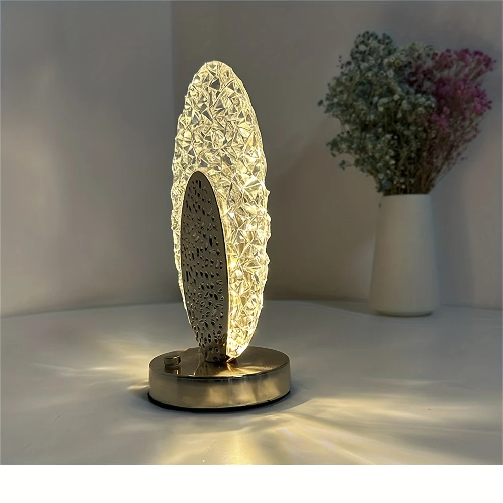 FeatherLamp - Candeeiro de Mesa Tátil USB com Design de Pena de Pavão, Luz LED Infinitamente Regulável
