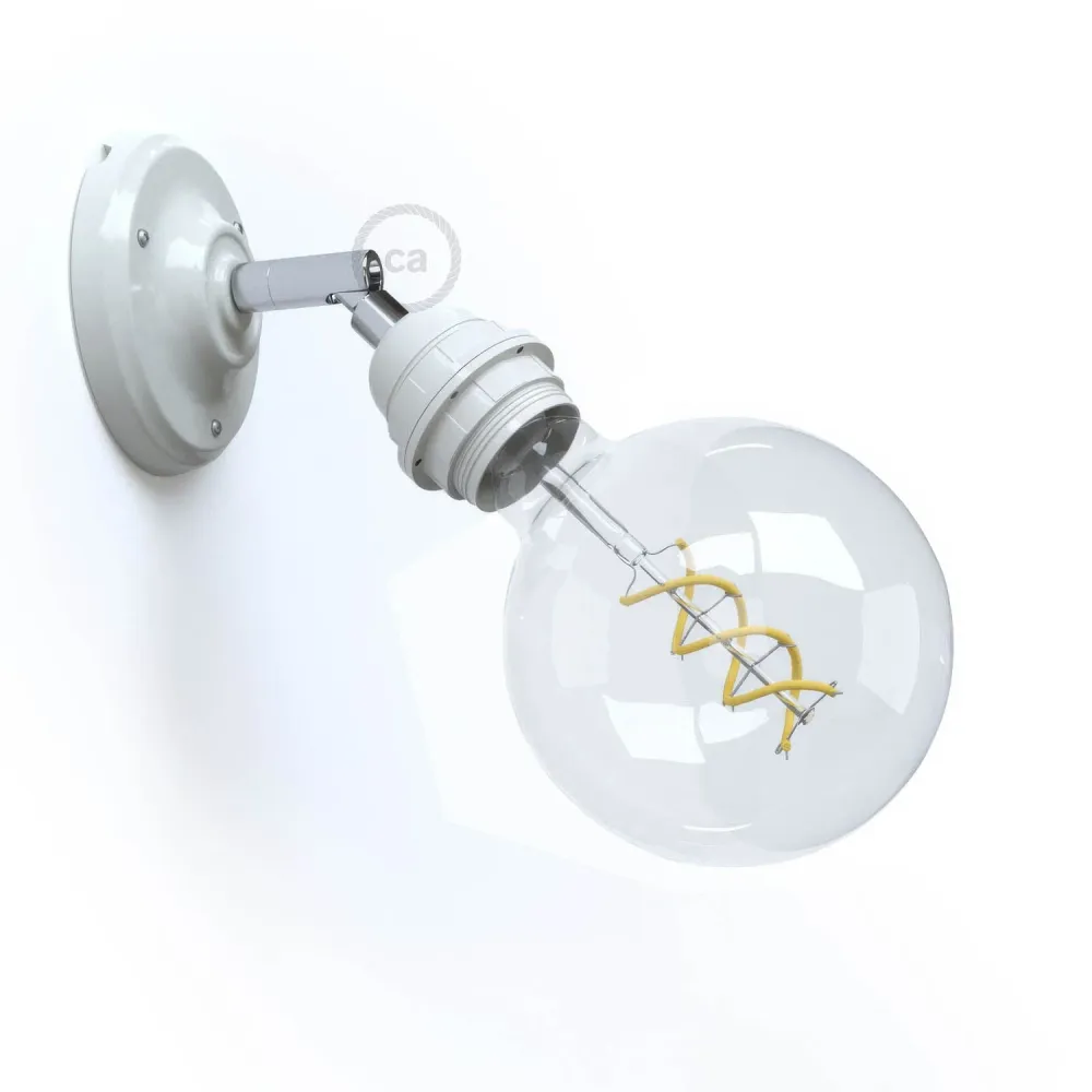 Fermaluce 90° Classic com soquete roscado E26, fonte de luz em porcelana ajustável - Branco