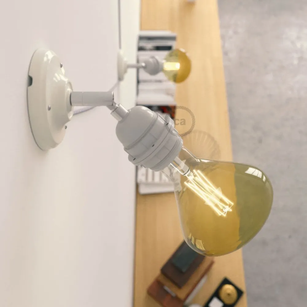 Fermaluce 90° Classic com soquete roscado E26, fonte de luz em porcelana ajustável - Branco