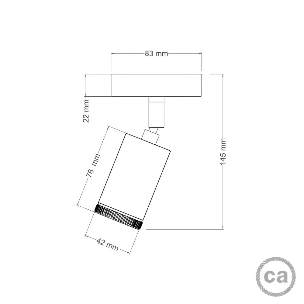 Fermaluce foco Mini Spotlight GU1d0, lâmpada orientável de parede ou teto com articulação - Preto
