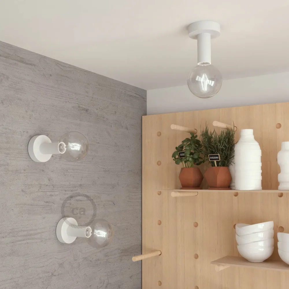 Fermaluce Wood M, plafon de madeira pintada para parede ou teto - Branco