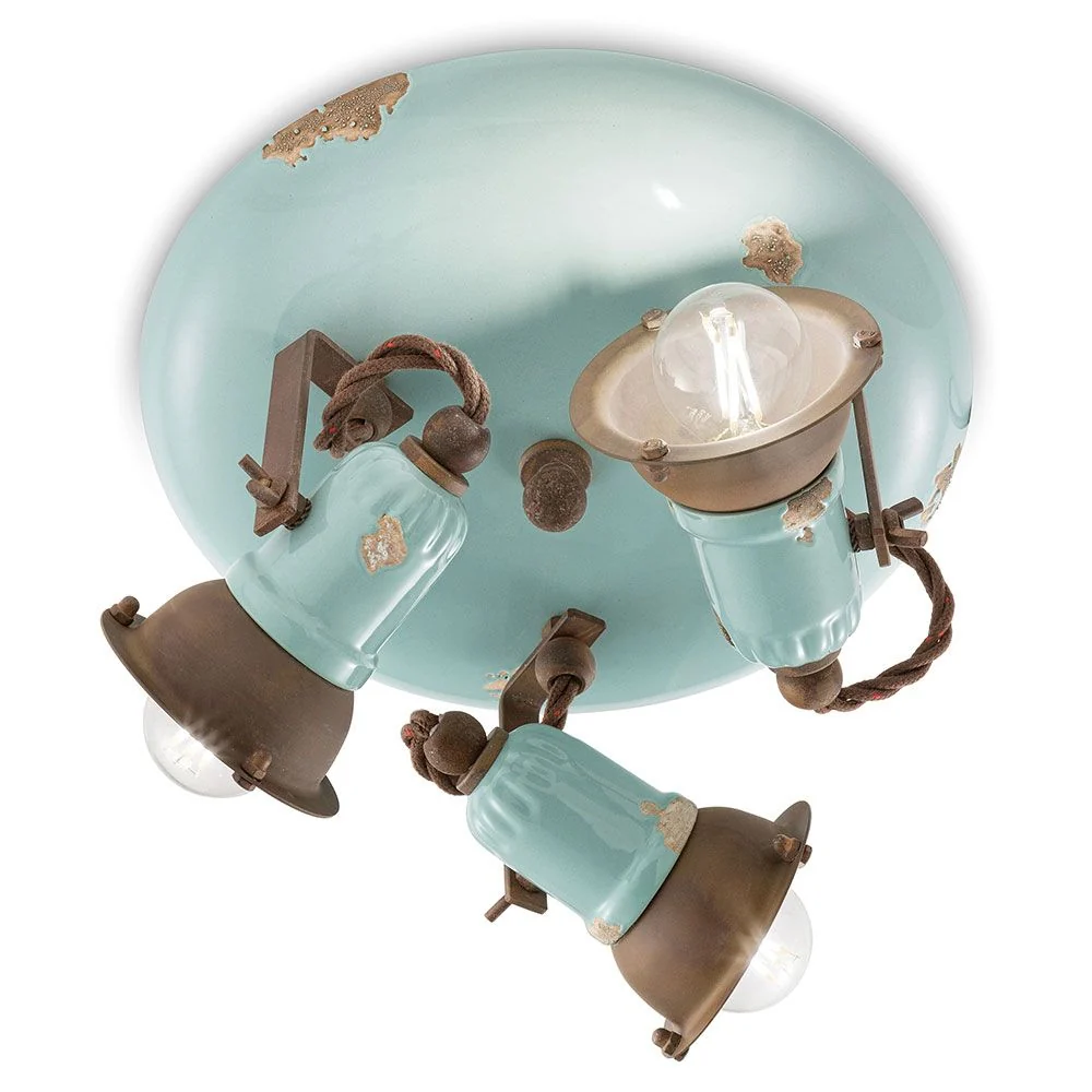 Ferroluce teto loft rondel 3-chama azul