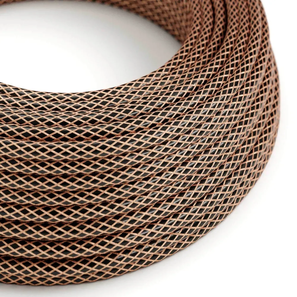 Fio elétrico em tecido preto com malha em cobre - O Original Creative Cables, adequado para instalações à vista de design...