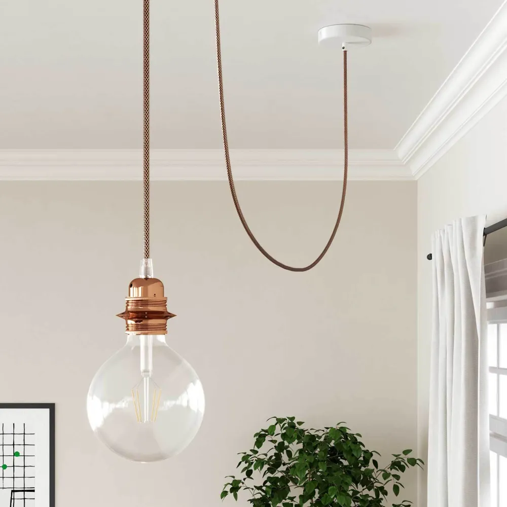 Fio elétrico em tecido preto com malha em cobre - O Original Creative Cables, adequado para instalações à vista de design...