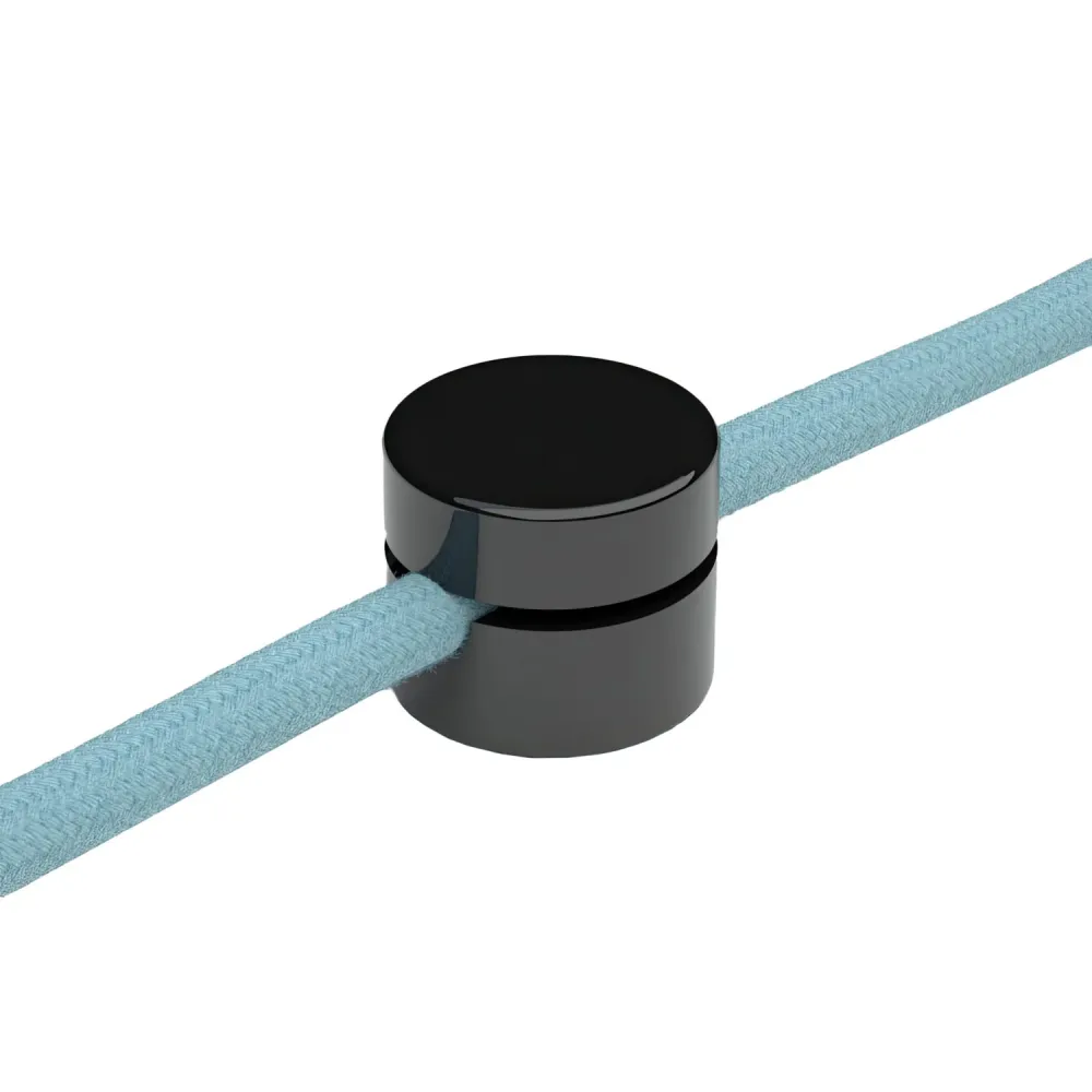 Fixação de Parede passacabo universal para cabo têxtil para iluminação 2x0,75 e 3x0,75 - Preto