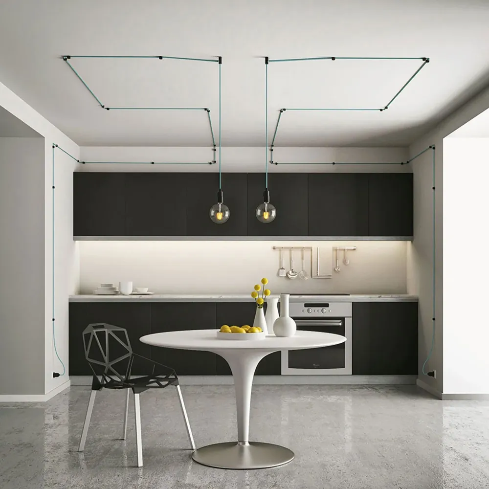 Fixação de Parede passacabo universal para cabo têxtil para iluminação 2x0,75 e 3x0,75 - Preto