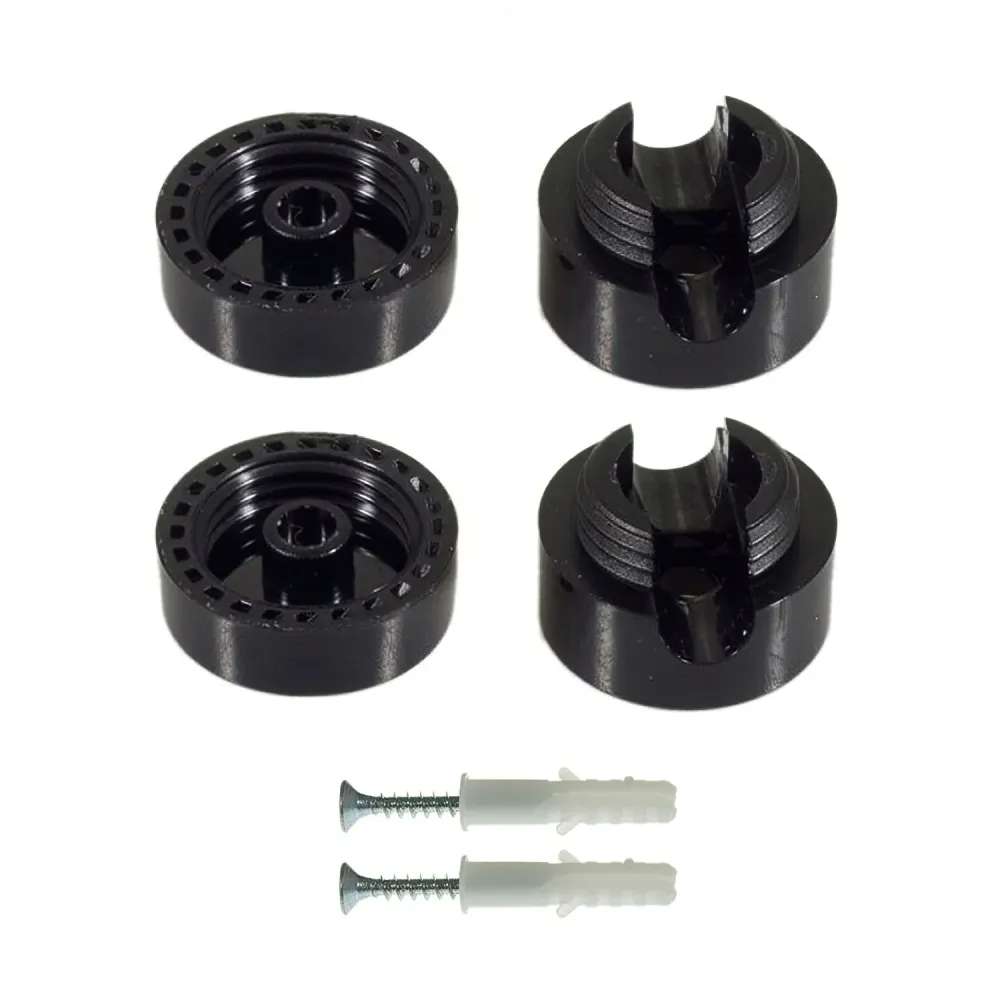 Fixação de Parede passacabo universal para cabo têxtil para iluminação 2x0,75 e 3x0,75 - Preto