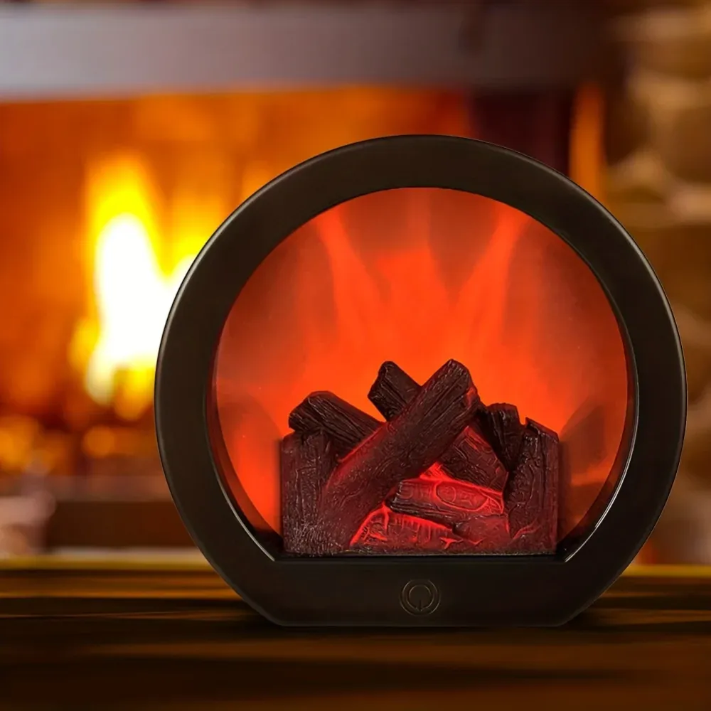 FlameGlow - Lâmpada de Chama de Carvão Simulada com Decoração de Estilo Retro