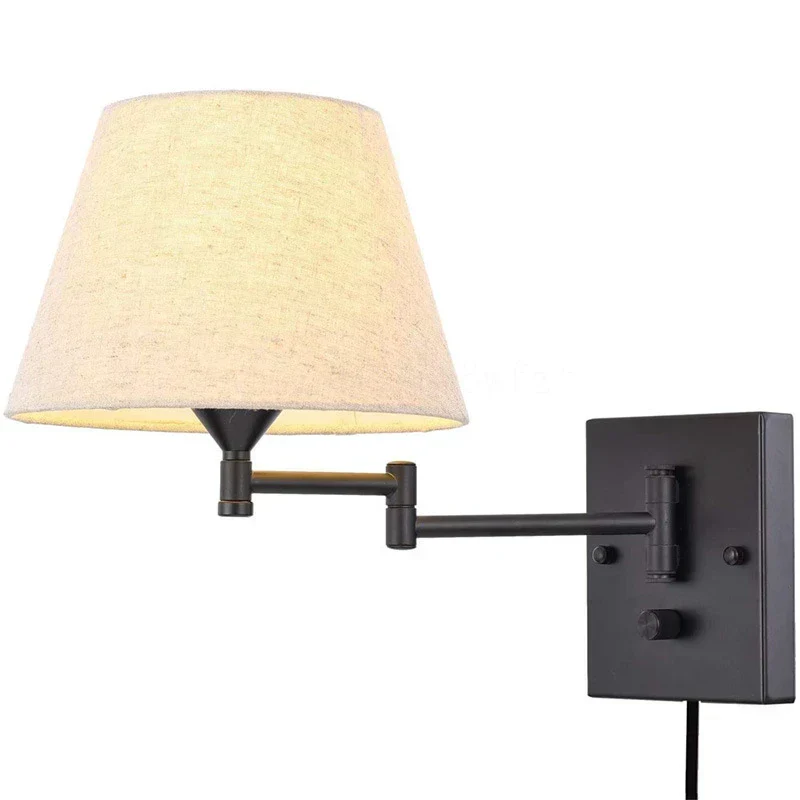 FlexiGlow - Candeeiro de Parede LED com Abajur de Tecido Candeeiro de Parede Ajustável