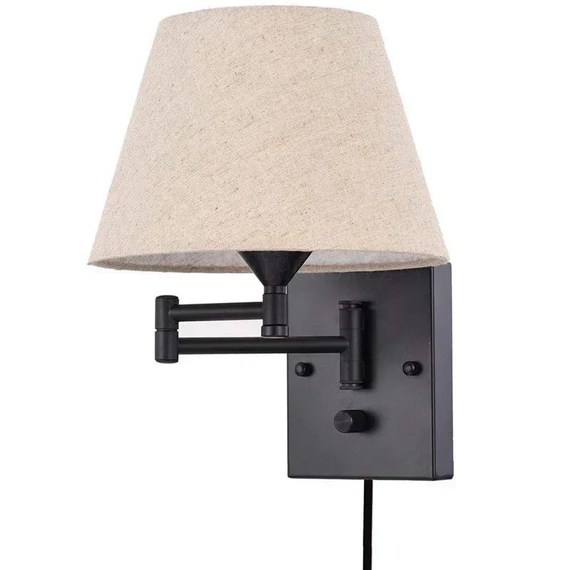 FlexiGlow - Candeeiro de Parede LED com Abajur de Tecido Candeeiro de Parede Ajustável