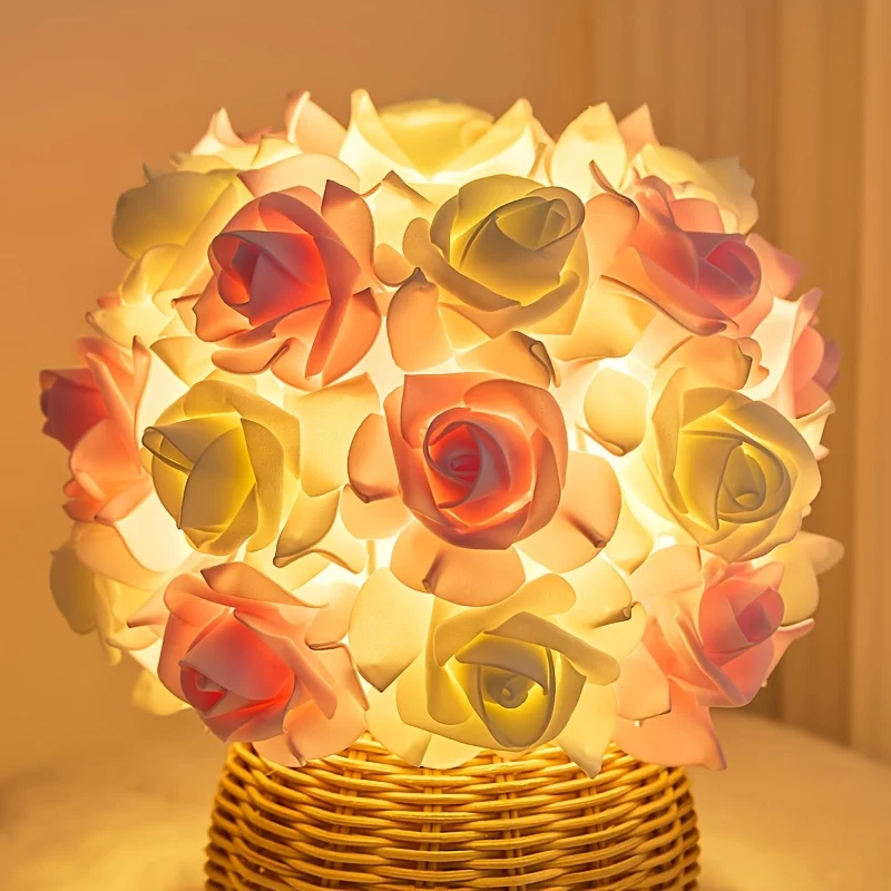 FloraGlow - Candeeiro de Mesa USB Art Déco Roos com Base Polida e Lâmpada